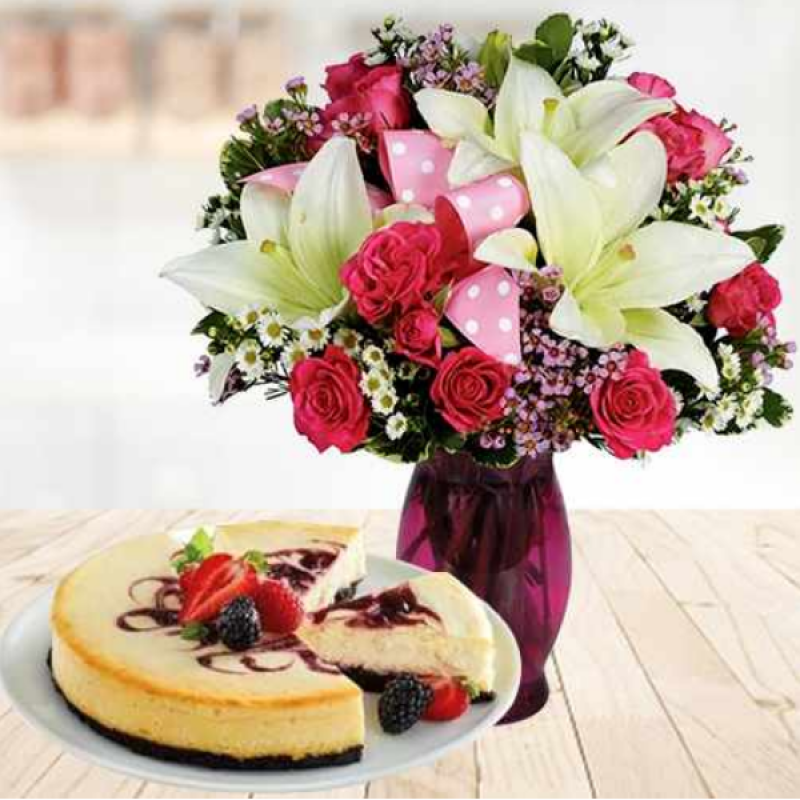 Garden-Picked Flowers And Choco Cheesecake